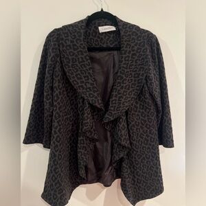 Calvin Klein Black/Charcoal Leopard Print Blazer - Petite Small (4-6)